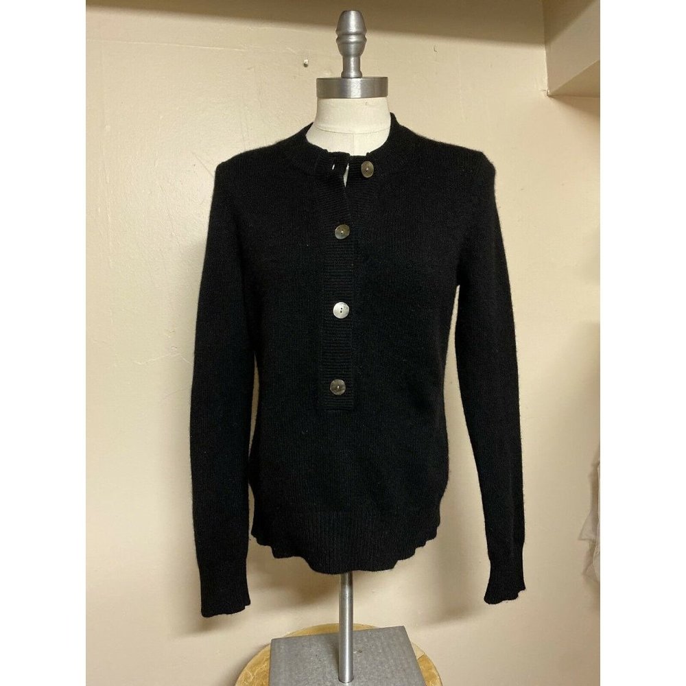 Lulu Bravo 100% Cashmere Black Henley Thick Sweate
